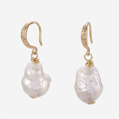Baroque Pearl Keshi Pearl Dangle Earrings EJEW-JE02834-1