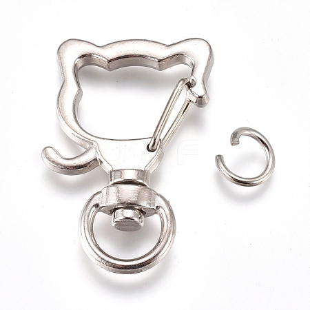 Alloy Swivel Lobster Clasps X-KEYC-WH0016-37P-1
