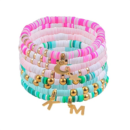 Polymer Clay Heishi Beads Stretch Bracelets Sets BJEW-SZ0001-51-1