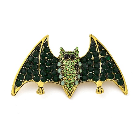 Zinc Alloy Rhinestone Halloween Bat Brooch JEWB-I033-03A-1