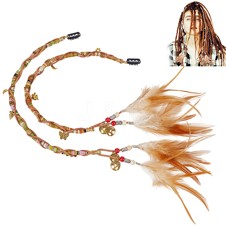 2Pcs Elastic Wrapped Core Cord & Flat Faux Suede Cord Wigs HJEW-PH02262-1