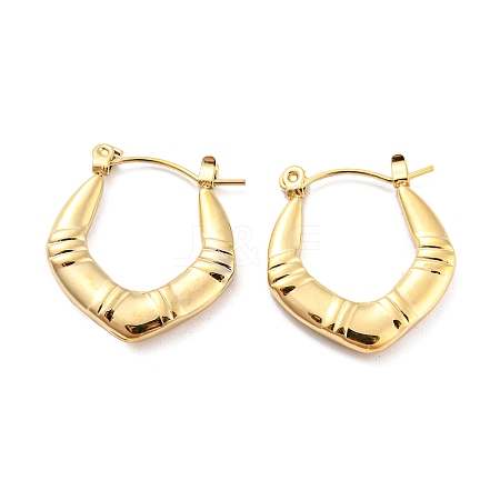Chunky Rhombus 304 Stainless Steel Hoop Earrings for Women EJEW-C067-02G-1