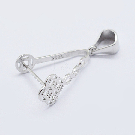 Anti-Tarnish Rhodium Plated 925 Sterling Silver Micro Pave Cubic Zirconia Pendant Bails X-STER-E054-13P-1