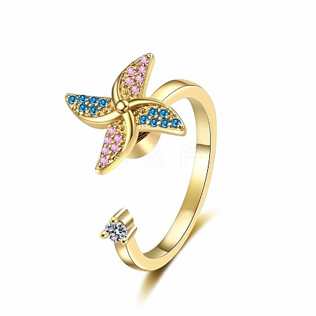 Windmill Rotating Ring with Rhinestones PW-WGBA00F-02-1