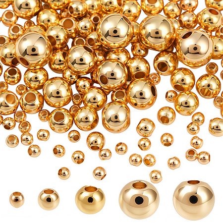 250Pcs 5 Styles Rack Plating Brass Spacer Beads KK-PA0001-02G-1