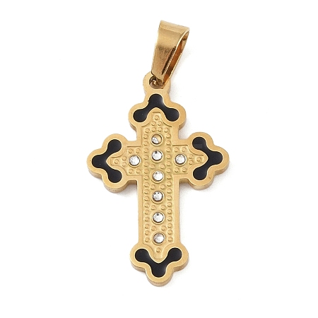 Ion Plating(IP) 304 Stainless Steel Enamel Rhinestone Pendants STAS-Q325-05A-G-1
