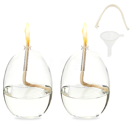 Transparent Glass Candle Holders with Candle Wick DIY-WH0308-997B-1