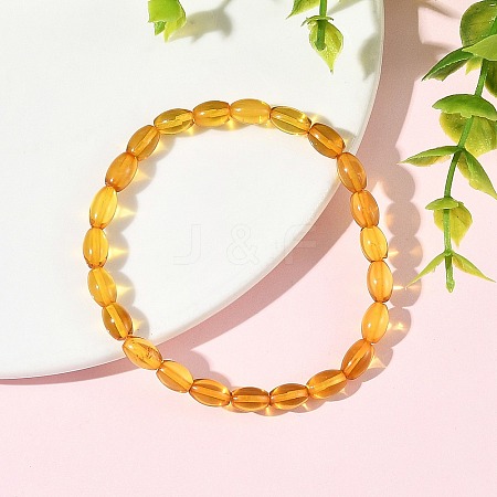 Natural Amber Beaded Stretch Bracelets for Women BJEW-JB14240-02-1