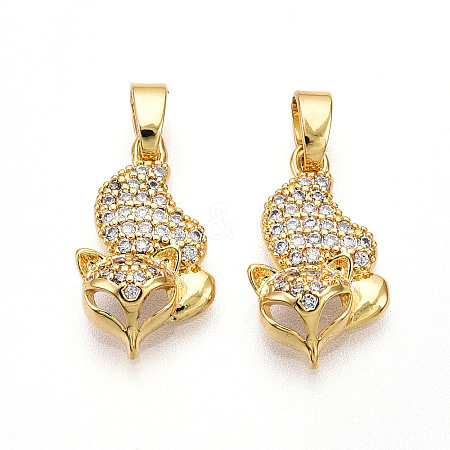 Brass Micro Pave Cubic Zirconia Pendants KK-T070-84G-1