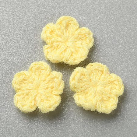 Peach Blossom Handmade Crochet Cotton Ornament Accessories AJEW-WH0326-53K-1