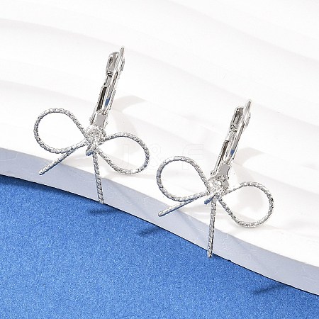 Bowknot Brass Leverback Earrings EJEW-A150-04A-P-1
