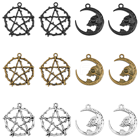 SUPERFINDINGS 30Pcs 6 Styles Alloy Pendants FIND-FH0007-06-1