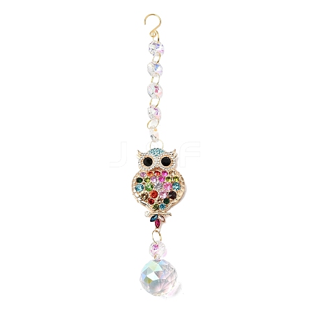 Alloy Rhinestones & Glass Charm Suncatchers HJEW-E013-01G-F-1