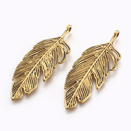 Tibetan Style Alloy Leaf Big Pendants PALLOY-A15448-AG-1