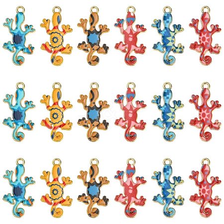 30Pcs 6 Colors Alloy Enamel Pendants ENAM-CJ0004-80-1