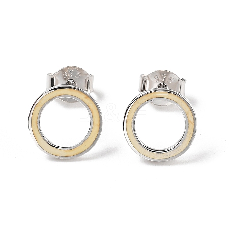 Anti-Tarnish Ring Rhodium Plated 925 Sterling Silver Stud Earrings PB1316-3-1
