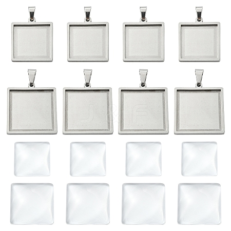 8Pcs 2 Styles 304 Stainless Steel Pendant Cabochon Settings STAS-YW0003-49-1