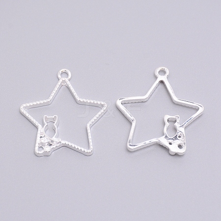 Alloy Open Back Bezel Pendants PALLOY-WH0072-88S-RS-1