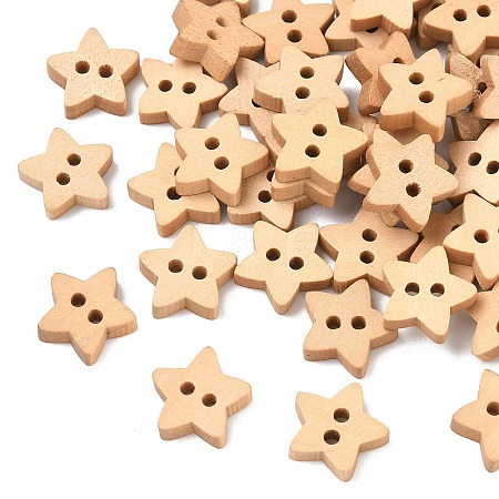 Natural 2-hole Basic Sewing Button in Star Shape NNA0Z7T-1