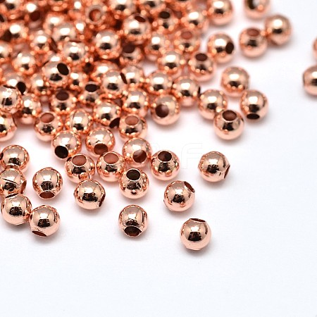 Brass Solid Round Beads KK-M085-26RG-NR-1