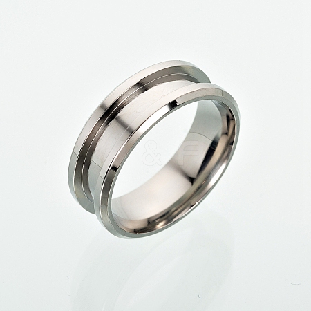 201 Stainless Steel Grooved Finger Ring Settings MAK-WH0007-16P-B-1