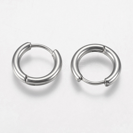 201 Stainless Steel Huggie Hoop Earrings Findings STAS-F149-33P-C-1