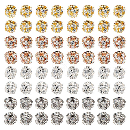 80Pcs 4 Colors Brass Rhinestone Beads KK-TA0002-11C-1