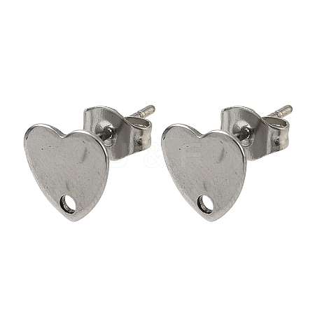 Non-Tarnish 304 Stainless Steel Heart Stud Earring Findings X-STAS-R063-37-1