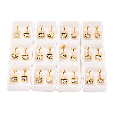 Square Crystal Rhinestone Ear Fake Plugs EJEW-H105-21G-A-1