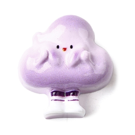 Lilac Cute Opaque Resin Cabochons RESI-L046-A03-1