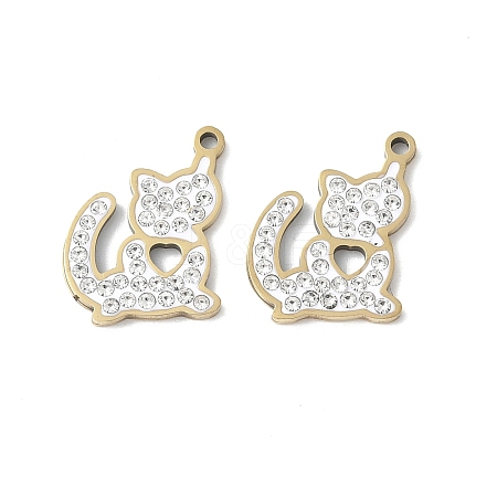 201 Stainless Steel Rhinestone Pendants STAS-V005-05G-01-1