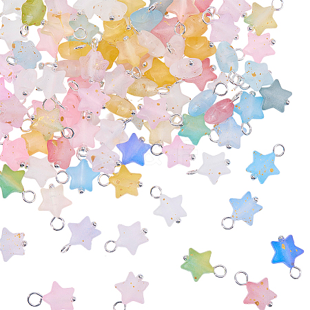 100Pcs Star Frosted Acrylic Gold Foil Charms PALLOY-BM00026-1