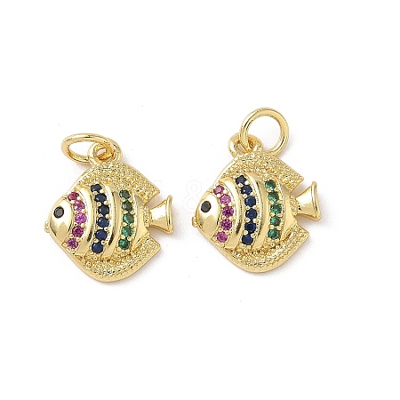 Brass Micro Pave Cubic Zirconia Charms KK-D502-26E-G-1