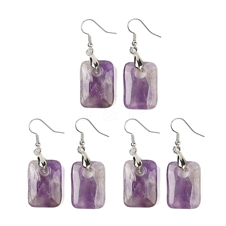 Natutal Amethyst Dangle Earrings EJEW-F343-E09-1