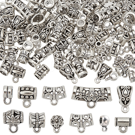 100Pcs 10 Styles Tibetan Style Alloy Hangers Links TIBE-SC0002-19-1