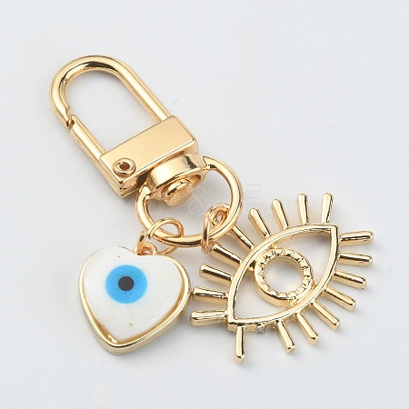 Evil Eye Resin Pendant Decorations for Women KEYC-WH0032-24A-1