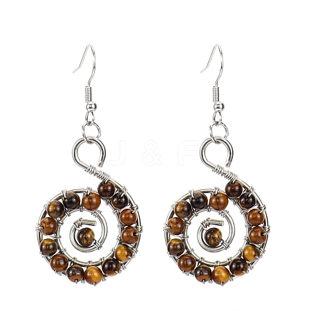 Natural Tiger Eye Dangle Earrings PW-WGBBD77-02-1