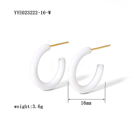 Simple and Elegant Stainless Steel C-shaped Stud Earrings KI0943-5-1