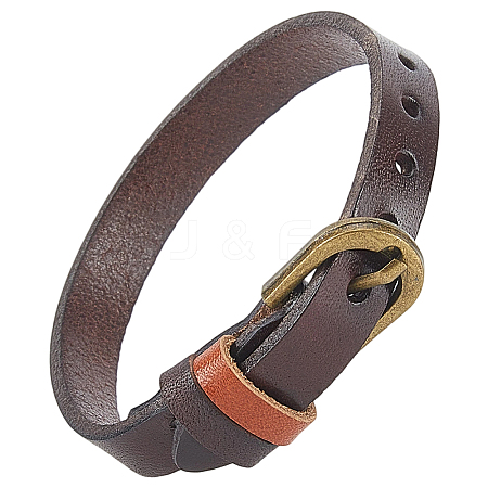 Cattlehide Adjustable Bracelets for Men Women BJEW-WH20001-06C-1