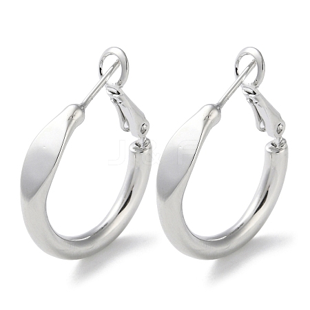 999 Sterling Silver Ring Hoop Earrings EJEW-P296-22P-1