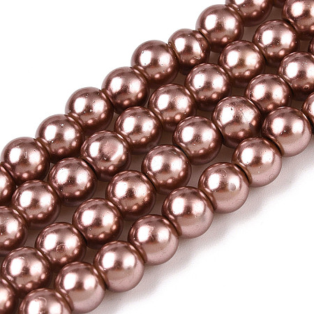 Baking Painted Pearlized Glass Pearl Round Bead Strands HY-Q003-6mm-92-1