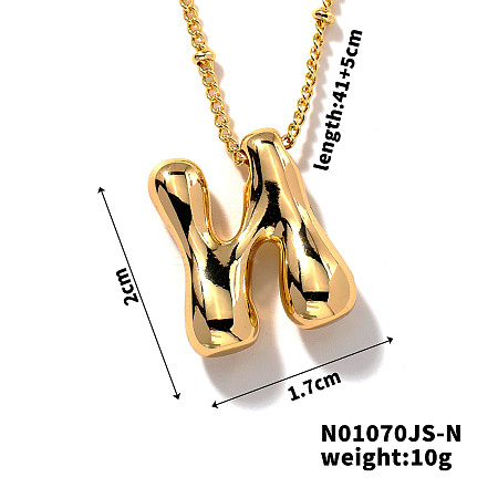 Simple and Stylish Brass Letter Pendant Satellite Chain Necklaces for Women Men GF2554-14-1