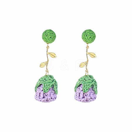 Bohemia Raffia & Alloy Stud Dangle Earrings WG3AA71-04-1