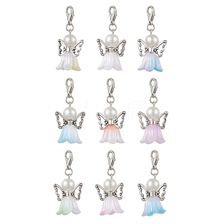 9Pcs Acrylic Angel Pendant Decorations HJEW-JM02564-1