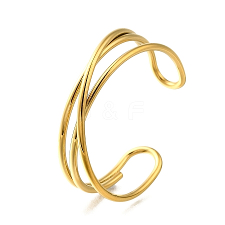 304 Stainless Steel Cuff Bangles for Women BJEW-M103-01A-G-1