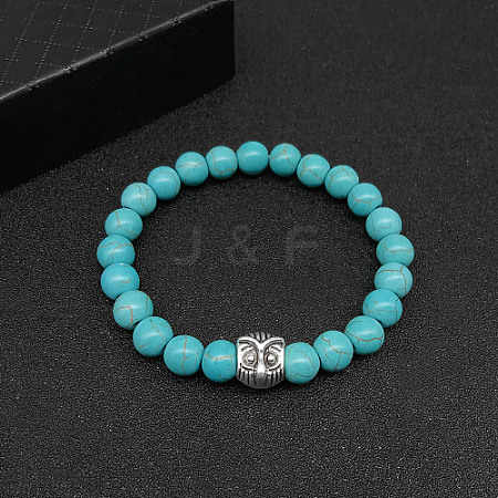 Synthetic Turquoise Stretch Bracelets for Women Men IS4293-6-1