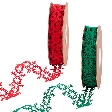 2 Rolls 2 Colors Christmas Snowflake Felt Lace Trim OCOR-PH0003-94-1