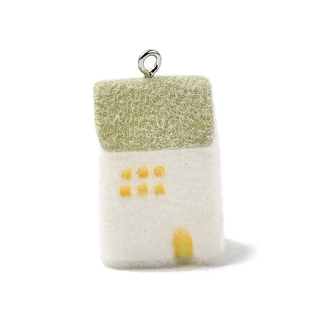 Flocky Opaque Resin Pendants LS-RESI-F062-02F-1