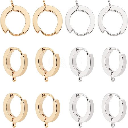 Unicraftale 12Pcs 2 Colors 201 Stainless Steel Huggie Hoop Earrings Findings STAS-UN0028-58-1