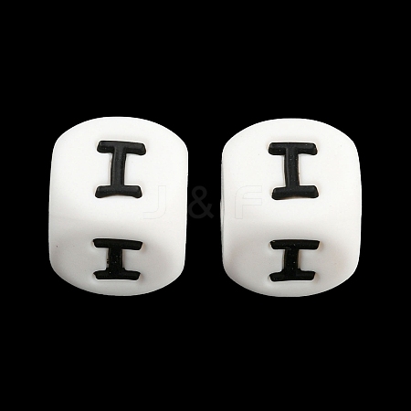 20Pcs White Cube Letter Silicone Beads 12x12x12mm Square Dice Alphabet Beads with 2mm Hole Spacer Loose Letter Beads for Bracelet Necklace Jewelry Making JX432I-1